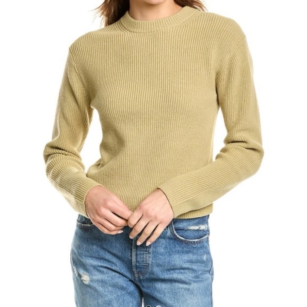 Vince Women's Ribbed Crewneck Sweater in Light Olive